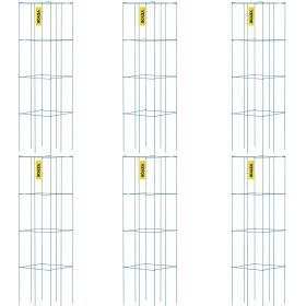 VEVOR Tomato Cages, 14.6" x 14.6" x 39.4", 6 Packs Square Plant Support Cages, Green PVC-Coated Steel Tomato Towers for Climbing Vegetables, Plants